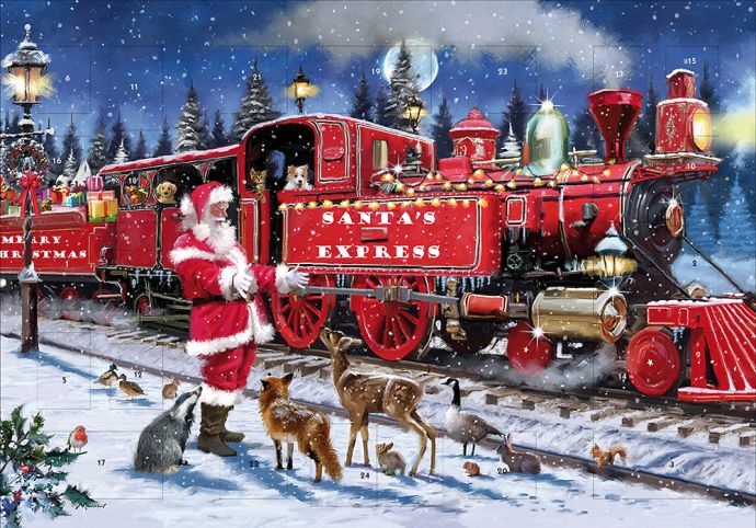 advent calendar by Caltime woodmansterne santa s express train